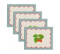 Wylder Strawberry Placemat (Pack of 4) - Candy Cane - 46cm x 36cm - Candy Cane - 100% Polyester
