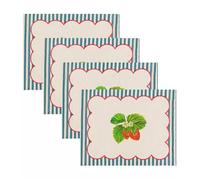 Wylder Evans Lichfield Strawberry Set Of 4 Indoor And Outdoor Placemats In Sage, Multi