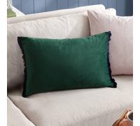 Wylder Tilly Velvet Frill Reversible Cushion In Bottle Green Bottle Green
