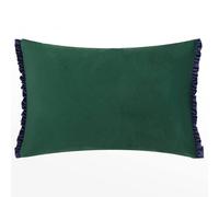 Wylder Tilly Velvet Frill Reversible Cushion In Bottle Green Bottle Green 40cm x 60cm