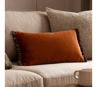 Wylder Tilly Velvet Frill Reversible Cushion In Burnt Orange Burnt Orange