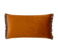Wylder Tilly Velvet Frill Reversible Cushion In Burnt Orange Burnt Orange 30cm x 50cm