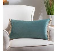 Wylder Tilly Velvet Frill Reversible Cushion In Duck Egg Blue Duck Egg Blue
