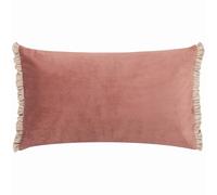 Wylder Tilly Velvet Frill Reversible Cushion In Peach Peach 30cm x 50cm