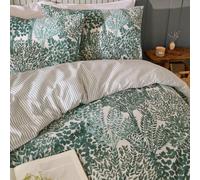 Furn Duvet Cover Set Wylder Topiary – Reversible Woodland Tree Stripe Cotton Rich Green Single