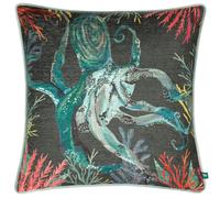Abyss Octopus Abstract Piped Cushion Wylder Tropics Dark Grey 43cm x 43cm