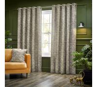 furn. Wylder Tropics Bengal Chenille Eyelet Curtains - 2 Panels - Width x Drop - 117 x 183cm (46 x 72) - Linen