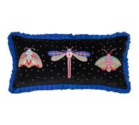 Wylder Tropics Darkling Beetles Embroidered Velvet Cushion In Black Black