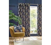 Wylder Tropics Galapagos Eyelet Lined Jacquard Curtains Navy