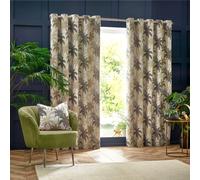 Wylder Tropics Galapagos Jacquard Eyelet Curtains in Natural | Size: 229 cm width x 183 cm drop Wylder Tropics Natural 229 cm width x 183 cm drop