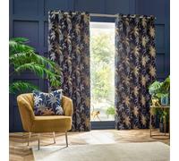 Wylder Galapagos Jacquard Eyelet Curtains 117 x 137c Blue