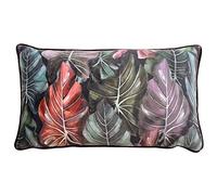 Mogori Leafage Digitally Printed Velvet Piped Cushion Wylder Tropics Aubergine 30cm x 50cm