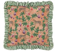 Wylder Tropics Okara Leopard And Fig Printed Ruffle Feather Filled Cushion