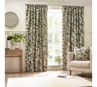 Wylder Pomegranate Floral Jacquard Pencil Pleat Curtains 168x183cm Green