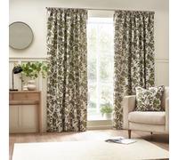 Wylder Pomegranate Floral Jacquard Pencil Pleat Curtains 168x183cm Green