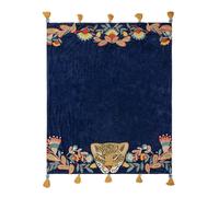 Wylder Tropics Regal Tassel Leopard Embroidered Throw - Royal Blue - Royal Blue - 150cm x 125cm