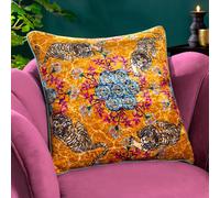 Wylder Tropics Tigerscope Tropical Abstract Velvet Cushion In Gold Gold