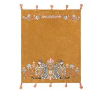 Wylder Tropics White Tiger Embroidered Tasselled Throw, Gold