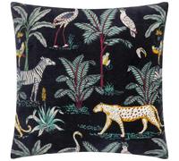Wylder Tropics Wilds Cotton Tropical Cushion Cover - Black - Black - 55cm x 55cm