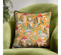 Wylder Wild Garden Mushroom Repeat Velvet Piped Cushion Cover