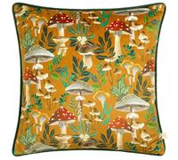 Wylder Wild Garden Piped Velvet Mushroom Cushion Cover - Multicoloured - 43cm x 43cm - Multicoloured - 100% Polyester