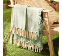 Wylder Wisley Throw - Soft Indoor/Outdoor Herringbone Woven Tassled Blanket (Leaf - 130x180cm)