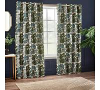 Wylder Woodlands Jacquard Floral Eyelet Curtains - Green - 229cm x 137cm - Green - 100% Polyester