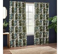Wylder Woodlands Jacquard Floral Eyelet Curtains - Green - Green - 229cm x 183cm - 229cm x 183cm