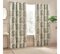 Wylder Woodlands Jacquard Floral Eyelet Curtains - Natural - 117cm x 183cm - Natural - 100% Polyester