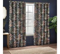 Wylder Woodlands Jacquard Floral Eyelet Curtains - Navy - Navy - 229cm x 137cm - 229cm x 137cm
