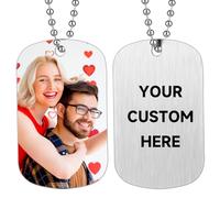Wyleaves Custom Picture Necklace Personalized - 26.8" Customized Engraved Dog Tag Pendant Necklace with Photo Text, Personalized Gifts for Men Women Lovers