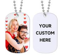 Wyleaves Custom Picture Necklace Personalized - 26.8" Customized Engraved Dog Tag Pendant Necklace with Photo Text, Personalized Gifts for Men Women Lovers
