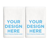 Wyleaves Custom Waffle Weave Dish Towel with Photo Text | Personalized Kitchen Towels | Housewarming Wedding Gift | Customized Dish Washcloths | Mother Birthday