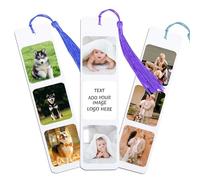 Wyleaves Personalized Bookmarks with Picture Text - Custom Bookmarks Photo - 2-Sided Aluminium Customized Bookmark with Tassel