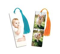 Wyleaves Personalized Bookmarks with Picture Text - Custom Bookmarks Photo - 2-Sided Wooden Customized Bookmark with Random Color Tassel for Family Pets Birthdays Christmas Valentine's Day Gift