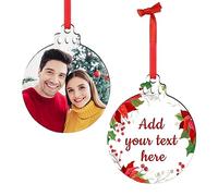 Wyleaves Personalized Christmas Ornaments with Photo - Custom Picture Text Ornaments for Christmas, Customized Xmas Tree Decor Sublimation Ornaments Pendants Bulk