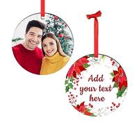 Wyleaves Personalized Christmas Ornaments with Photo - Custom Picture Text Ornaments for Christmas, Customized Xmas Tree Decor Sublimation Pendants Bulk