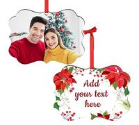 Wyleaves Personalized Christmas Ornaments with Photo - Custom Picture Text Ornaments for Christmas, Customized Xmas Tree Decor Sublimation Pendants Bulk