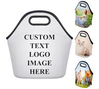 Wyleaves Premium Custom Lunch Bag Box, Personalized Neoprene Lunch Tote with Photo Text, Reusable Custom Pet Lunchbag for Travel Picnic, Pet Lovers