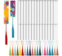 Wyleaves Sublimation Blank Bookmark, 30 Pieces Sublimation Bookmarks, Double-Sided Printed DIY Blank Bookmark with Colorful Tassels and Hole, Bookmark Gifts in 2 Sizes for Women Men Kids