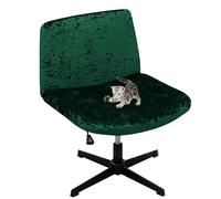 WYLEBER Armless Office Desk Slipcover,Criss Cross Chair Cover,Removable Washable Office Wide Seat Chair Covers Protector,for Armless Computer Task Vanity Accent Chair(Dark Green)
