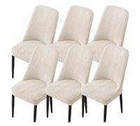 WYLEBER Curved Back Dining Chair Cover Set of 1/2/4/6,Stretch Nonslip Dining Chair Slipcover with Elastic Bottom,Soft Washable for Home Wedding Party Decoration(Cream White,6Set)