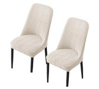 WYLEBER Curved Back Dining Chair Cover Set of 1/2/4/6,Stretch Nonslip Dining Chair Slipcover with Elastic Bottom,Soft Washable for Home Wedding Party Decoration(Cream White,2Set)