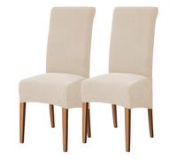WYLEBER Dining Chair Covers Set of 2/4/6,Stretch High Back Dining Room Chairs Covers,Washable Removable Chair Protector,For Kitchen Restaurant and Hotel(Beige,2 Set)