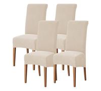 WYLEBER Dining Chair Covers Set of 2/4/6,Stretch High Back Dining Room Chairs Covers,Washable Removable Chair Protector,For Kitchen Restaurant and Hotel(Beige,4 Set)
