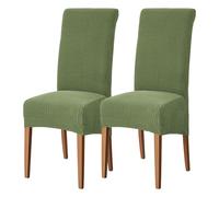 WYLEBER Dining Chair Covers Set of 2/4/6,Stretch High Back Dining Room Chairs Covers,Washable Removable Chair Protector,For Kitchen Restaurant and Hotel(Olive Green,2 Set)