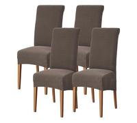 WYLEBER Dining Chair Covers Set of 2/4/6,Stretch High Back Dining Room Chairs Covers,Washable Removable Chair Protector,For Kitchen Restaurant and Hotel(Coffee,4 Set)