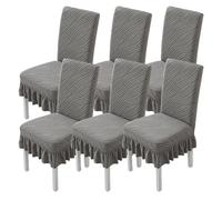 WYLEBER Dining Chair Covers,Universal Fit Dining Room Chair Slipcovers Set of 2/4/6,Stretch Four Seasons Chair Cover with Skirt,for Home Kitchen Hotel Party Decor(Gray 1,6 Set)