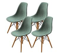 WYLEBER Dining Room Chair Covers,Modern Minimalist Shell Chair Cover Set of 1/2/4/6,Stretchable Jacquard Round Back Armless Chair Slipcovers,for Home Kitchen Living Room(Pea Green,4 Set)