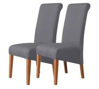 WYLEBER Waterproof Chair Covers for Dining Room Set of 2/4/6,Stretch Washable High-Back Kitchen Chair Slipcovers,Chair Protectors Cover for Home Dining Room Banquet,Easy Install(Dark Gray,2Pcs)